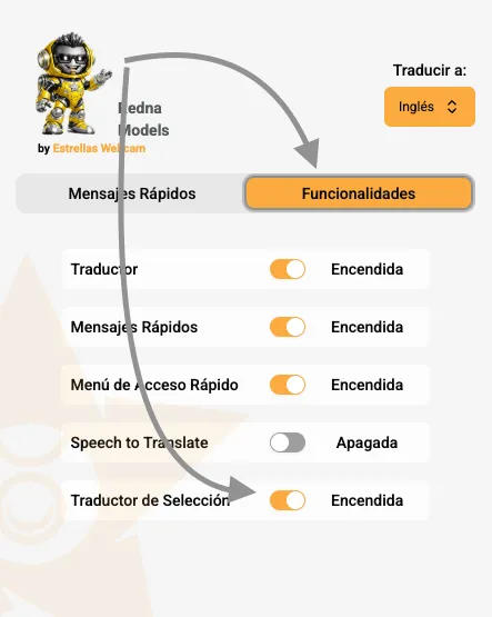Toggle Traductor de Selección en el popup